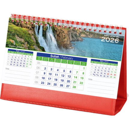 AMT-01-BK 20 x 14 x 7 cm Biala - Kırmızı Manzara Masa Takvimi