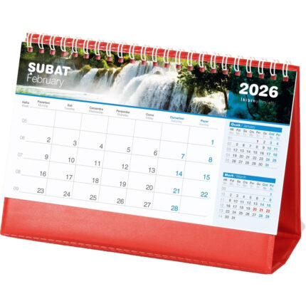 AMT-04-BK 20 x 14 x 7 cm Biala - Kırmızı Şelale Masa Takvimi